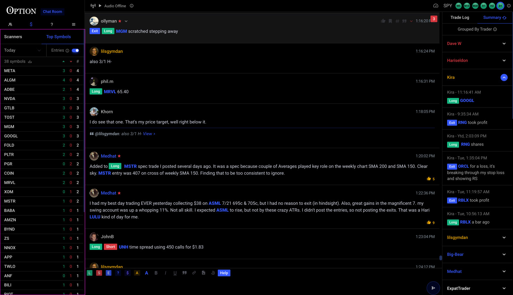 The Top Symbol Lists allows you to stay ahead of the game by harnessing the collective wisdom of fellow traders. This cutting-edge feature intelligently counts and ranks symbols based on mentions, tracking their direction — long or short. With ease, you can filter these lists to display all stock mentions or focus solely on those with trade entries or exits. Take it a step further and aggregate the data by customizable timeframes: Today, Yesterday, or the past 2, 3, 5, 7, or 10 days. These lists can be downloaded for integration with your Trading Platform. Gain a competitive edge in the market with Top Symbol Lists and elevate your trading strategy today.